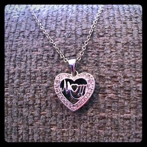 Silver Heart “Mom” Necklace